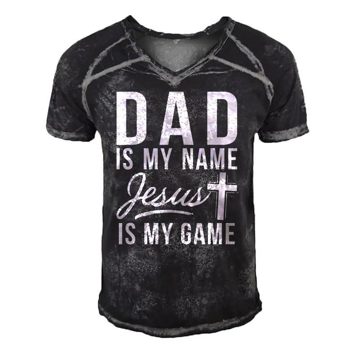 Dad Is My Name Jesus Is My Game Religious Men's Short Sleeve V-neck 3D Print Retro Tshirt