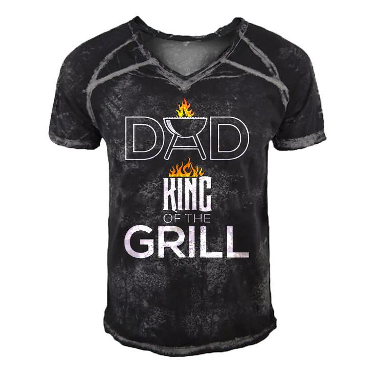 Dad King Of The Grill Funny Bbq Fathers Day Barbecue Men's Short Sleeve V-neck 3D Print Retro Tshirt
