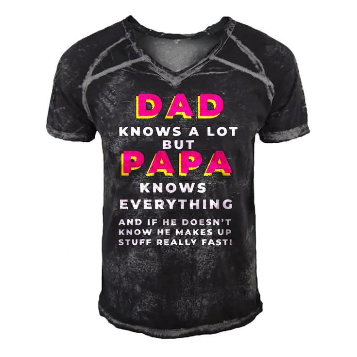 Dad Knows A Lot But Papa Knows Everything Funny Fathers Day Men's Short Sleeve V-neck 3D Print Retro Tshirt