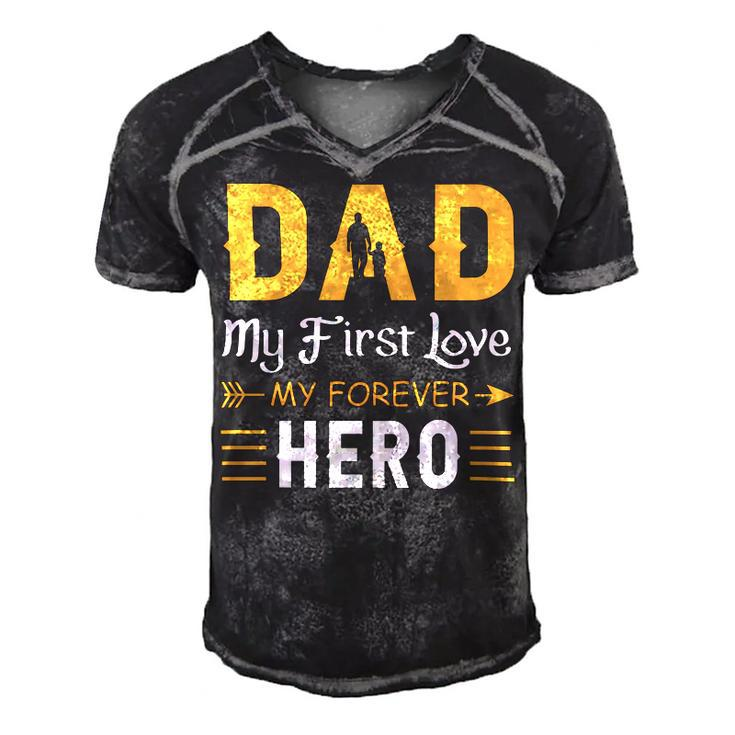 Dad My First Love My Forever Hero Men's Short Sleeve V-neck 3D Print Retro Tshirt