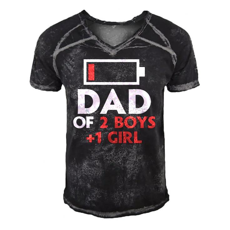 Dad Of 2 Boys & 1 Girl Father Of Two Sons One Daughter Men Men's Short Sleeve V-neck 3D Print Retro Tshirt