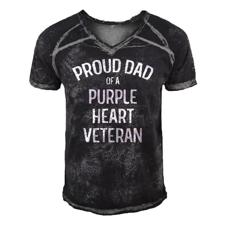 Dad Of Purple Heart Veteran  Proud Military Family Gift Men's Short Sleeve V-neck 3D Print Retro Tshirt