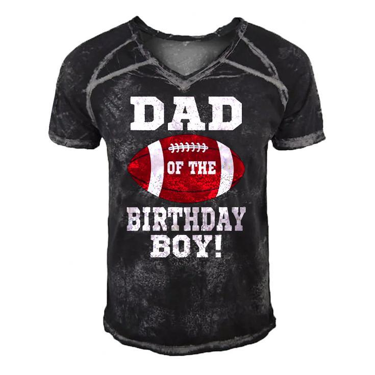 Dad Of The Birthday Boy Football Lover Vintage Retro Men's Short Sleeve V-neck 3D Print Retro Tshirt