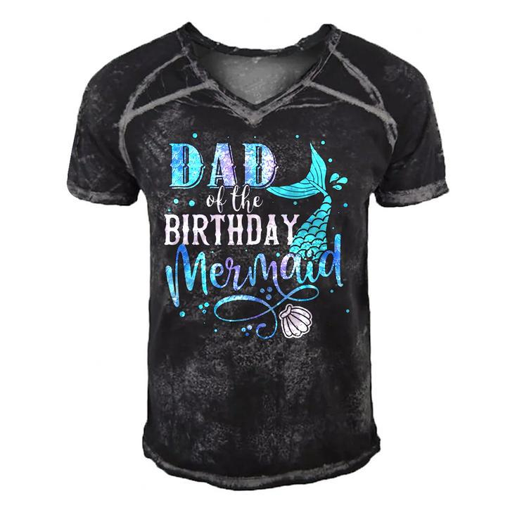 Dad Of The Birthday Mermaid Family Matching Party Squad Men's Short Sleeve V-neck 3D Print Retro Tshirt