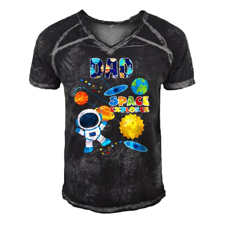 Dad Outer Space Astronaut For Fathers Day Gift Men's Short Sleeve V-neck 3D Print Retro Tshirt