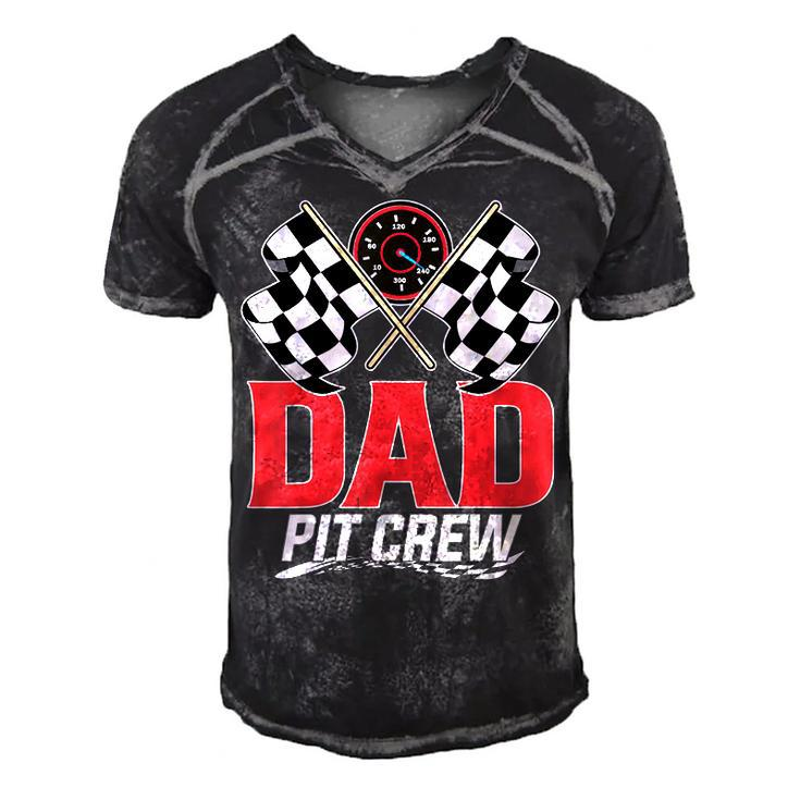 Dad Pit Crew Race Car Birthday Party Racing Family  Men's Short Sleeve V-neck 3D Print Retro Tshirt