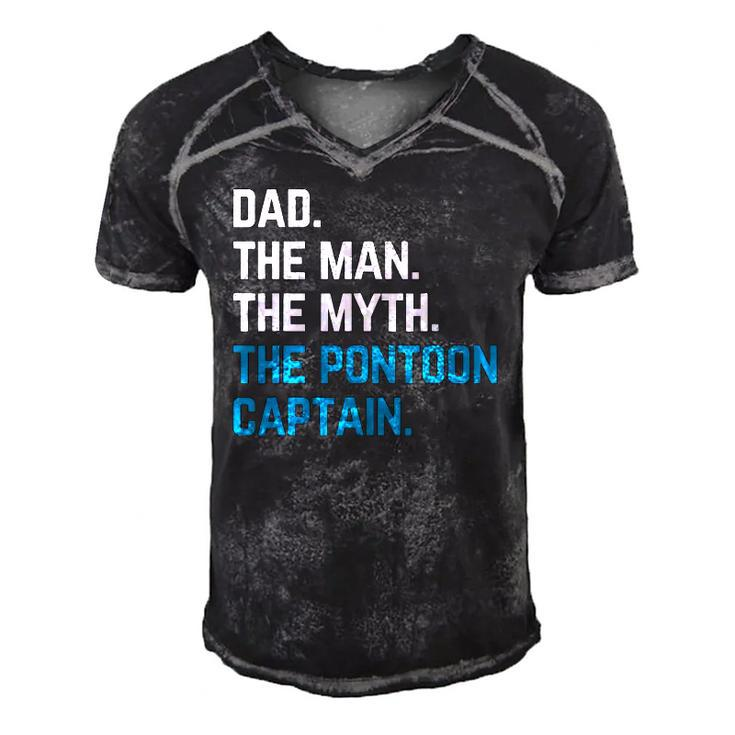Dad The Man The Myth The Pontoon Captain Sailors Boat Owners Men's Short Sleeve V-neck 3D Print Retro Tshirt