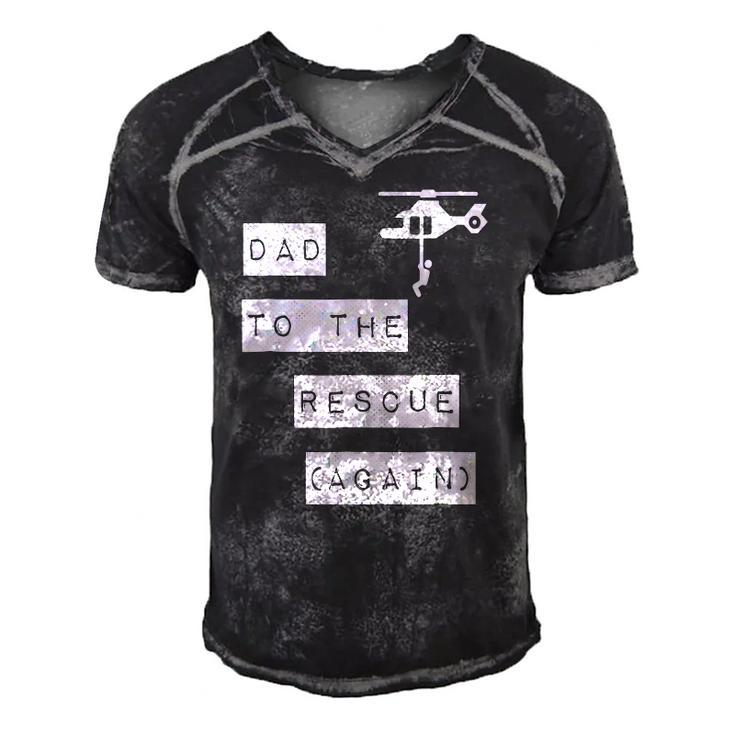 Dad To The Rescue Again Helicopter Men's Short Sleeve V-neck 3D Print Retro Tshirt