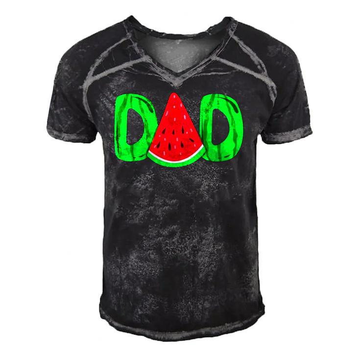 Dad Watermelon Fathers Day Gift Men's Short Sleeve V-neck 3D Print Retro Tshirt