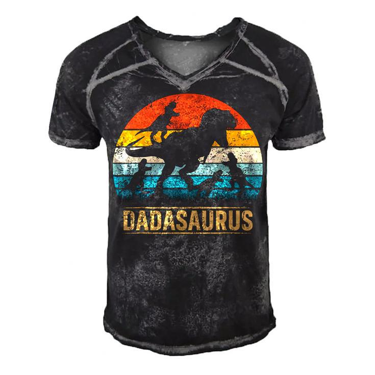 Dada Dinosaur T Rex Dadasaurus 4 Kids Fathers Day  Men's Short Sleeve V-neck 3D Print Retro Tshirt
