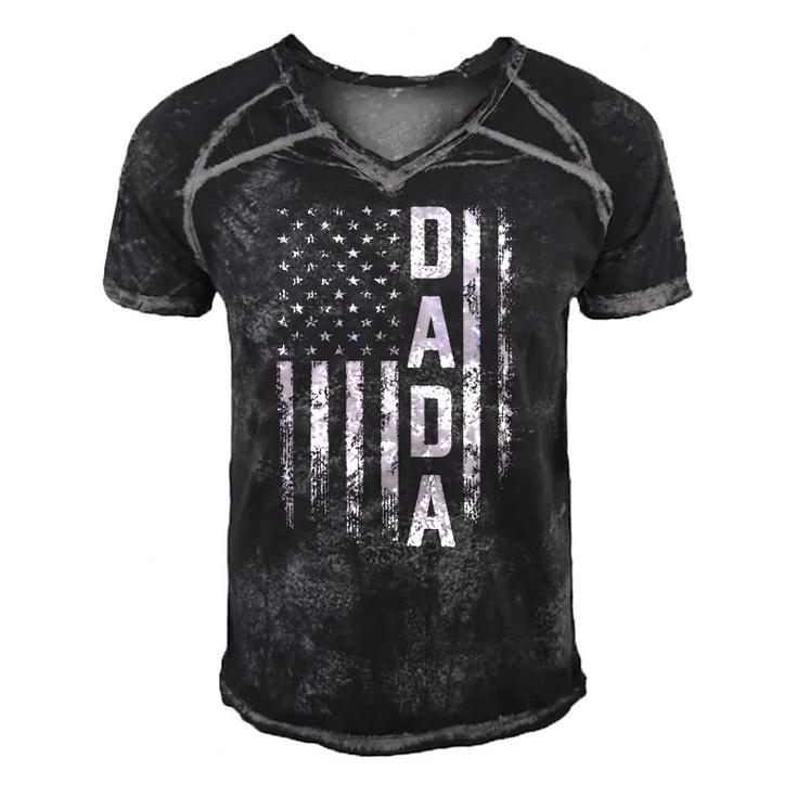 Dada Gift America Flag Gift For Men Fathers Day Men's Short Sleeve V-neck 3D Print Retro Tshirt