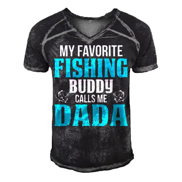 Dada Grandpa Fishing Gift   My Favorite Fishing Buddy Calls Me Dada Men's Short Sleeve V-neck 3D Print Retro Tshirt