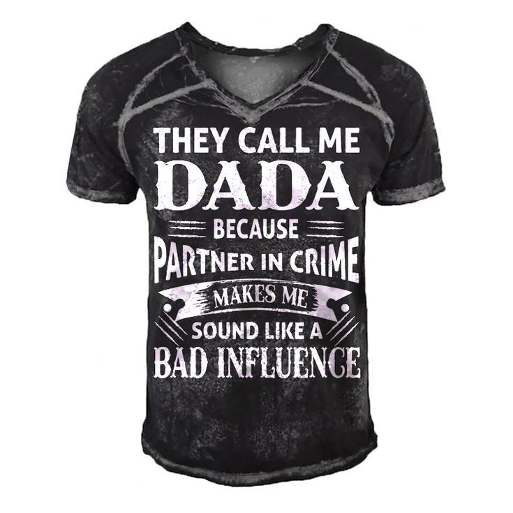 Dada Grandpa Gift   They Call Me Dada Because Partner In Crime Makes Me Sound Like A Bad Influence Men's Short Sleeve V-neck 3D Print Retro Tshirt