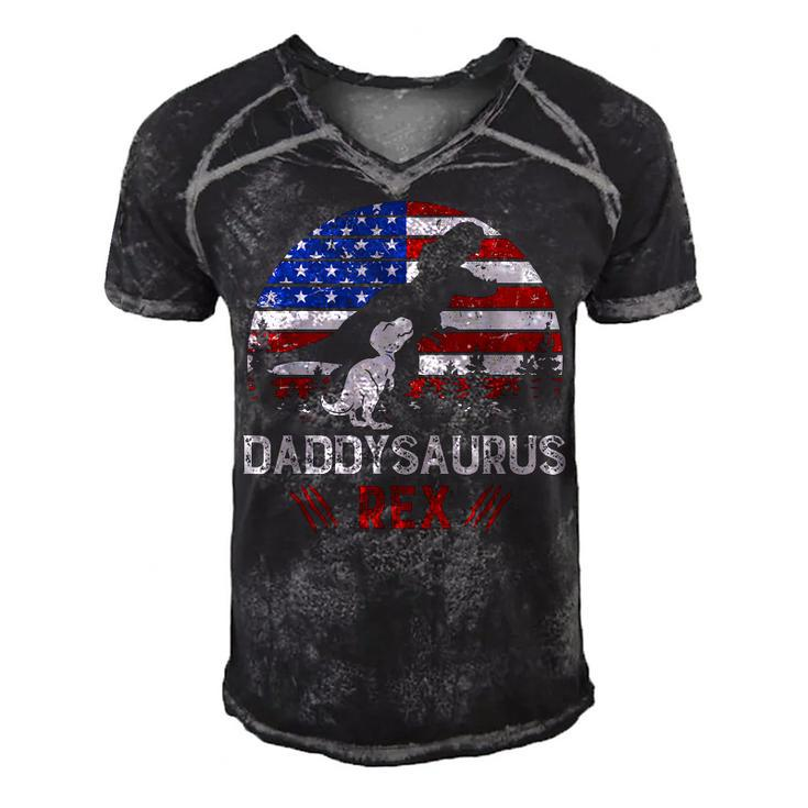 Dadasaurus Rex 4Th Of July Gifts Dinosaur Dad Us Flag T-Shir Men's Short Sleeve V-neck 3D Print Retro Tshirt