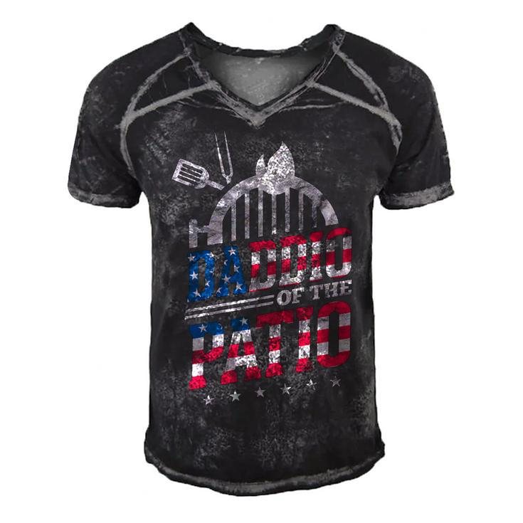Daddio Of The Patio Usa Flag Patriotic Bbq Dad 4Th Of July   Men's Short Sleeve V-neck 3D Print Retro Tshirt