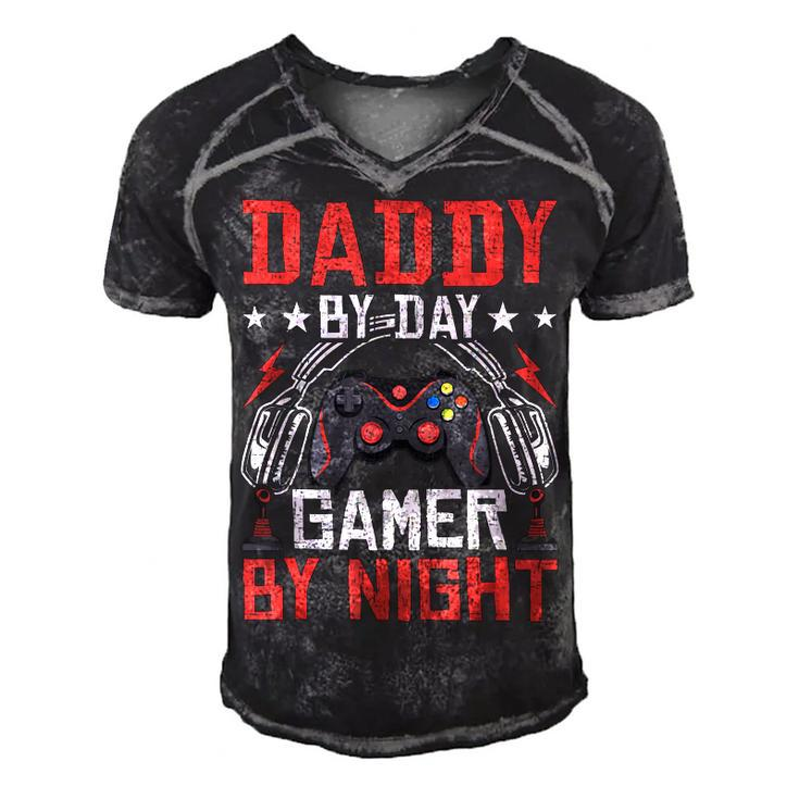 Daddy By Day Gamer By Night Video Gamer Gaming  Men's Short Sleeve V-neck 3D Print Retro Tshirt