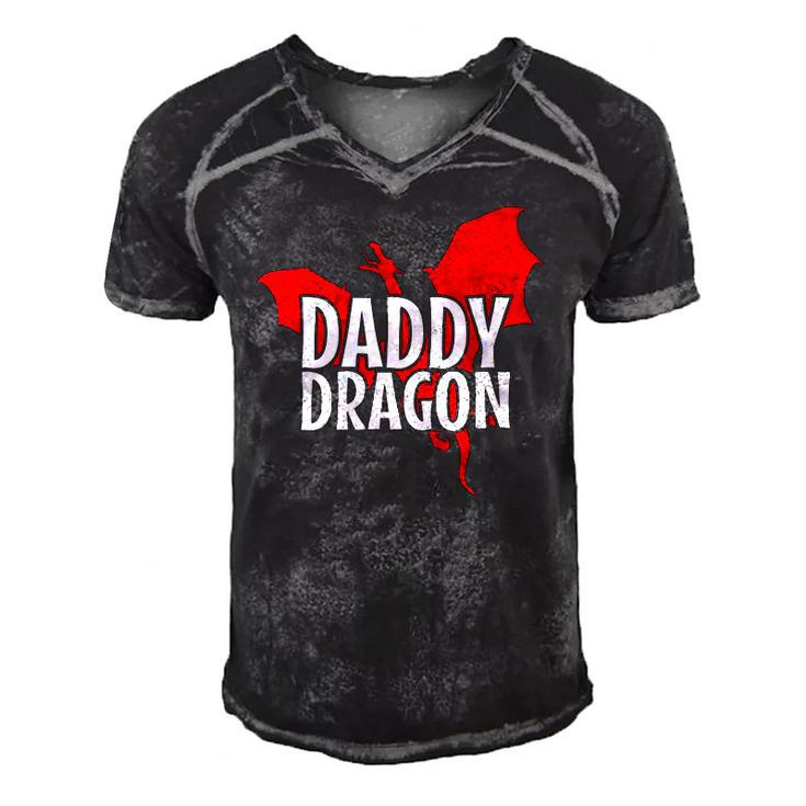 Daddy Dragon Mythical Legendary Creature Fathers Day Dad Men's Short Sleeve V-neck 3D Print Retro Tshirt