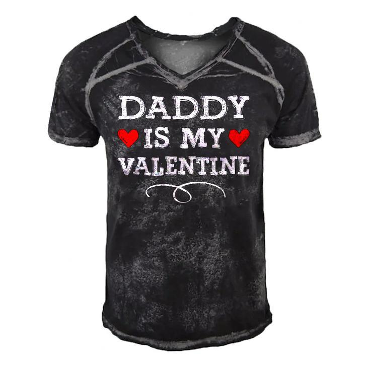 Daddy Is My Valentines Matching Family Heart Fathers Day Men's Short Sleeve V-neck 3D Print Retro Tshirt