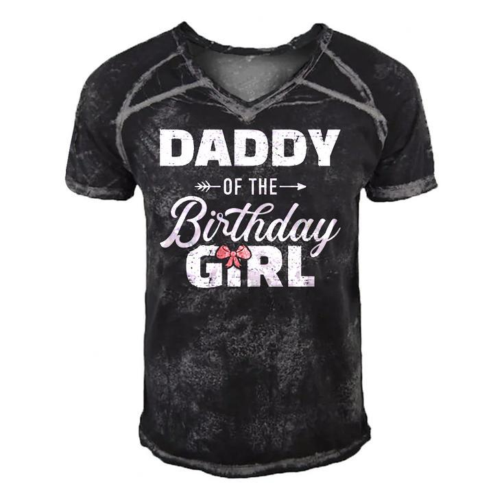 Daddy Of The Birthday Daughter Girl Matching Family For Dad  Men's Short Sleeve V-neck 3D Print Retro Tshirt