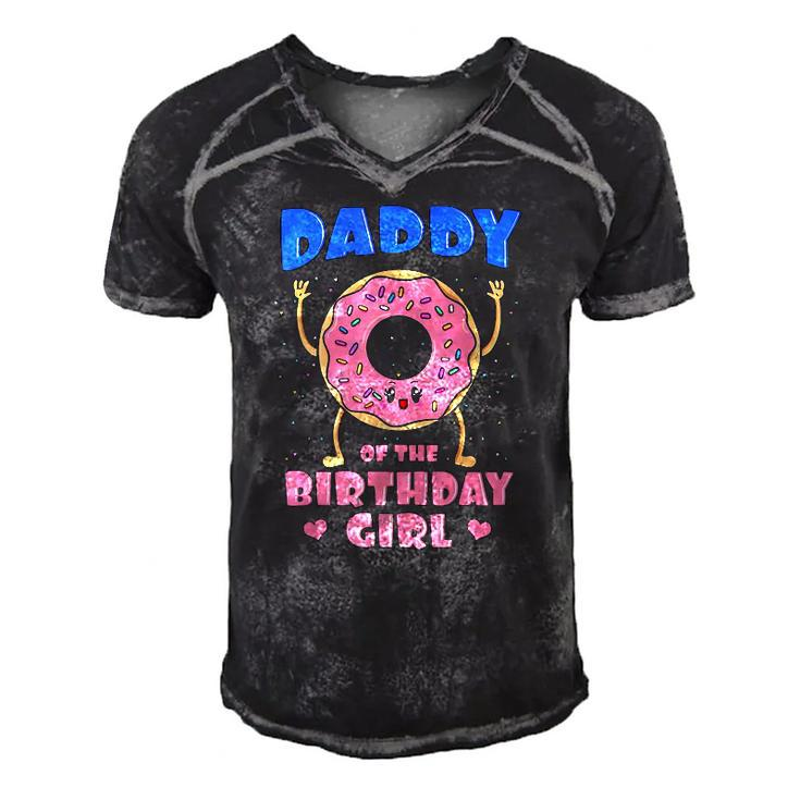 Daddy Of The Birthday Girl Pink Donut Bday Party Men's Short Sleeve V-neck 3D Print Retro Tshirt