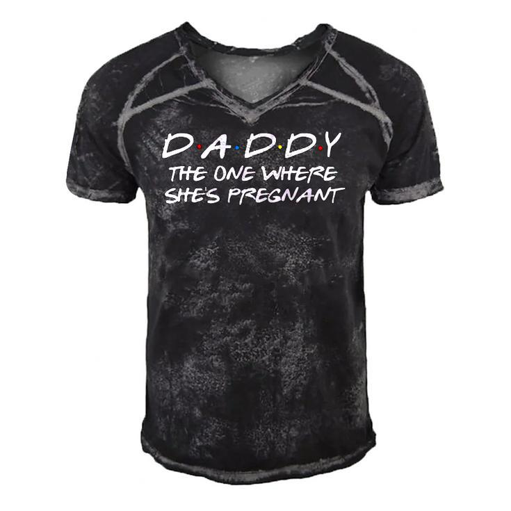 Daddy The One Where Shes Pregnant - Matching Couple Men's Short Sleeve V-neck 3D Print Retro Tshirt