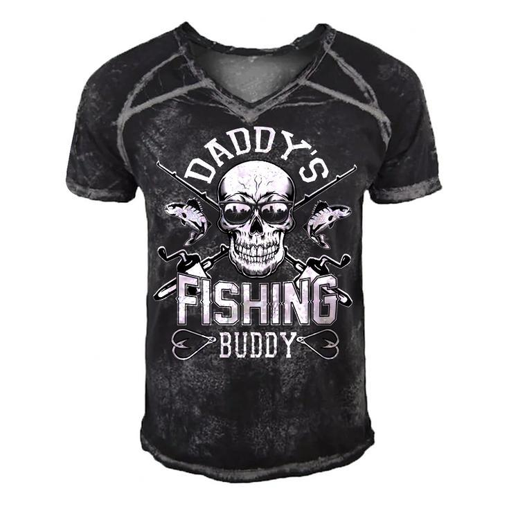 Daddys Fishing Buddy Fathers Day T Shirts Men's Short Sleeve V-neck 3D Print Retro Tshirt