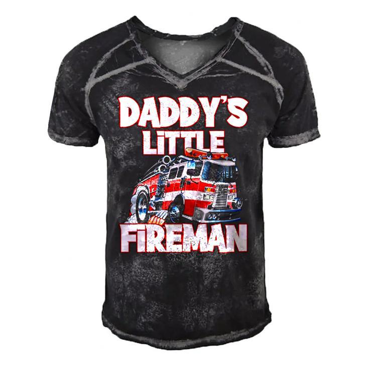 Daddys Little Fireman Funny Kids Firefighter Firemans Men's Short Sleeve V-neck 3D Print Retro Tshirt