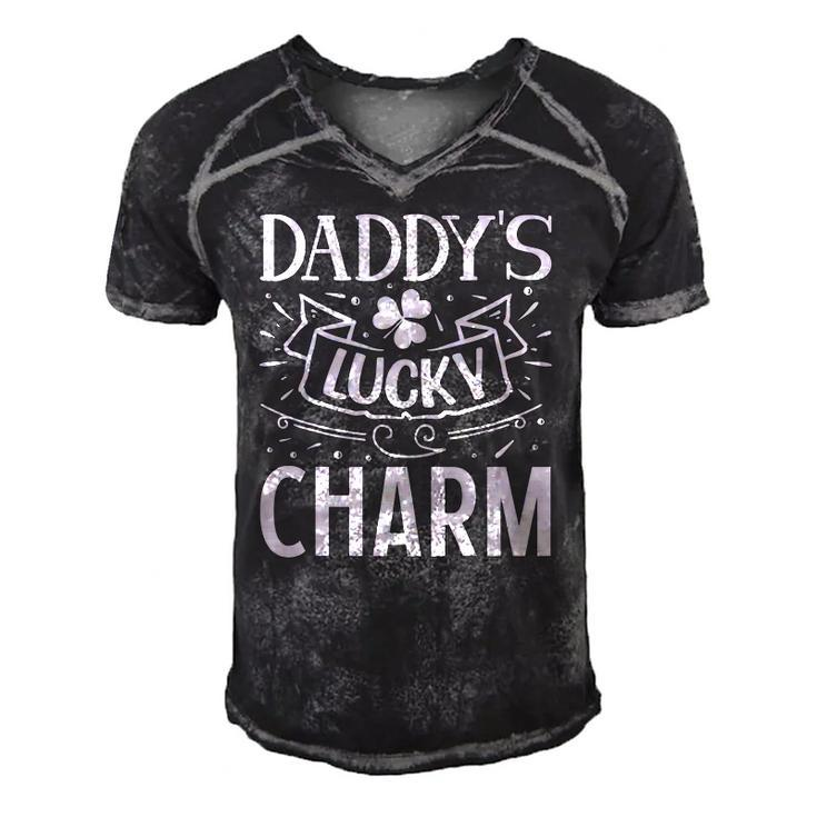 Daddys Lucky Charm St Patricks Day With Lucky Shamrock Men's Short Sleeve V-neck 3D Print Retro Tshirt