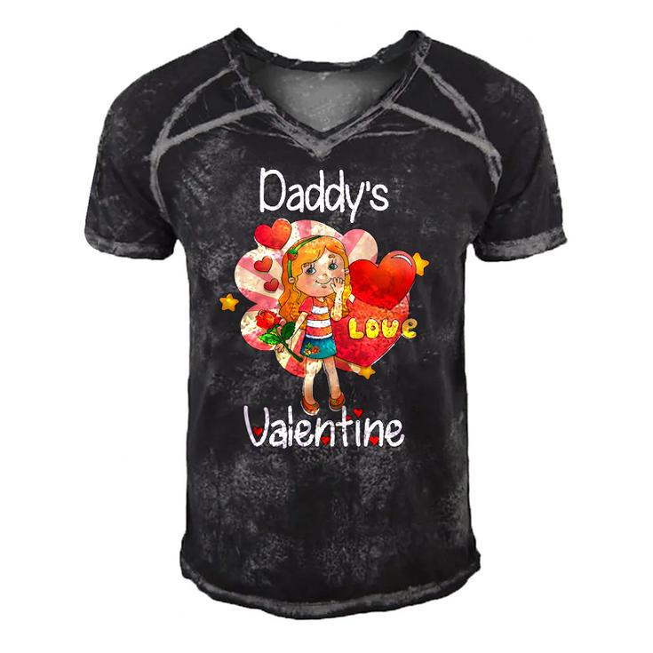 Daddys Valentine Father Daughter Valentines Day Gift Men's Short Sleeve V-neck 3D Print Retro Tshirt