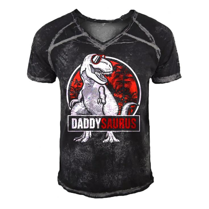 Daddysaurus Fathers Day Giftsrex Daddy Saurus Men Men's Short Sleeve V-neck 3D Print Retro Tshirt