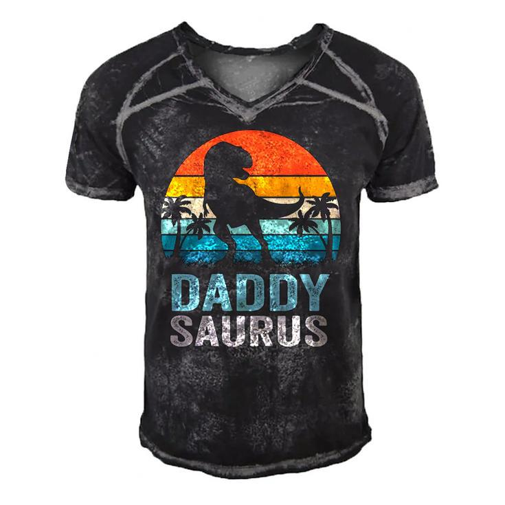Daddysaurus Funny Fathers Day Rex Daddy Saurus Men Men's Short Sleeve V-neck 3D Print Retro Tshirt