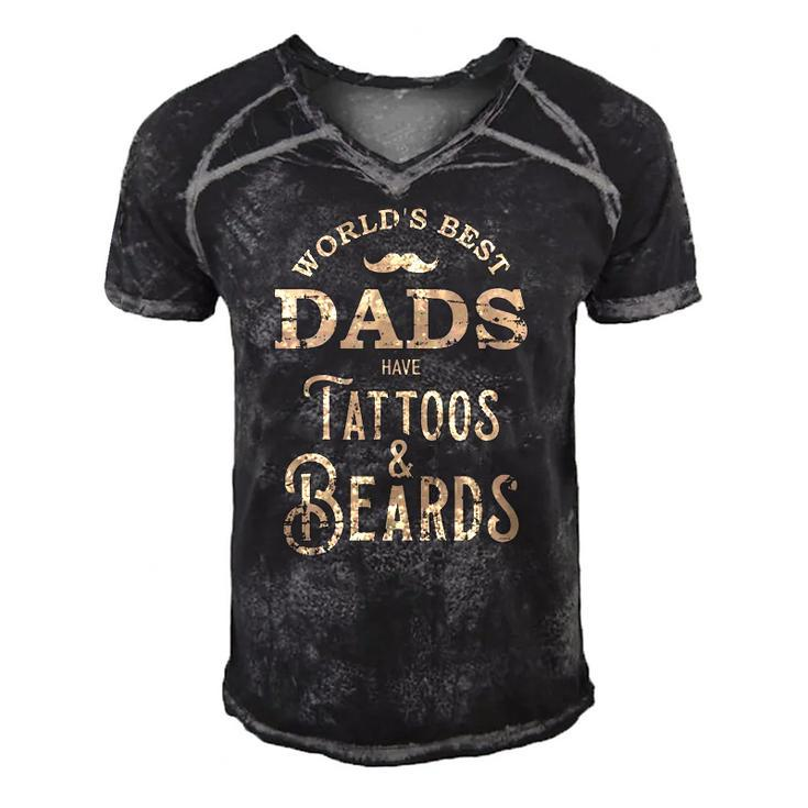 Dads With Tattoos And Beards Men's Short Sleeve V-neck 3D Print Retro Tshirt
