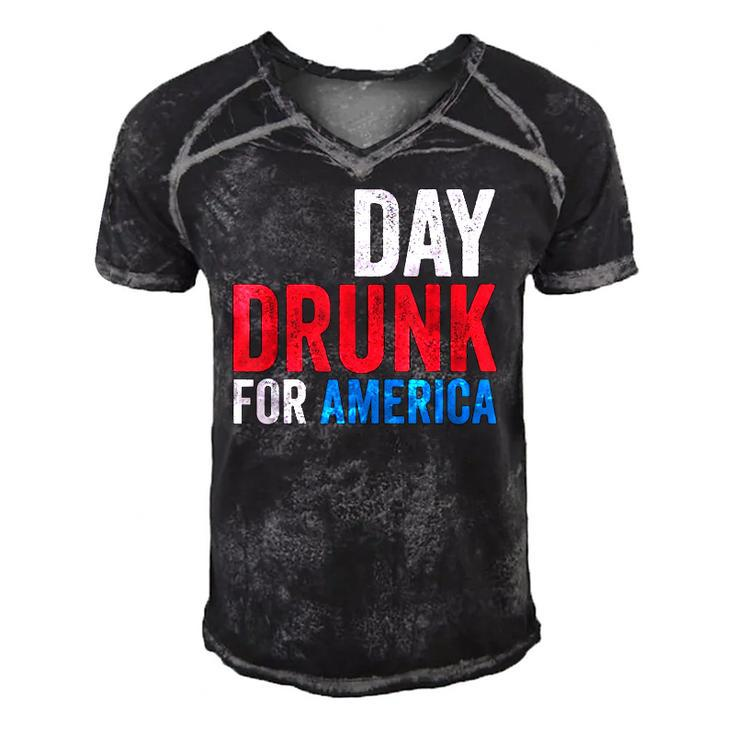 Day Drunk For America Drinking Fourth Of July Gift Men's Short Sleeve V-neck 3D Print Retro Tshirt