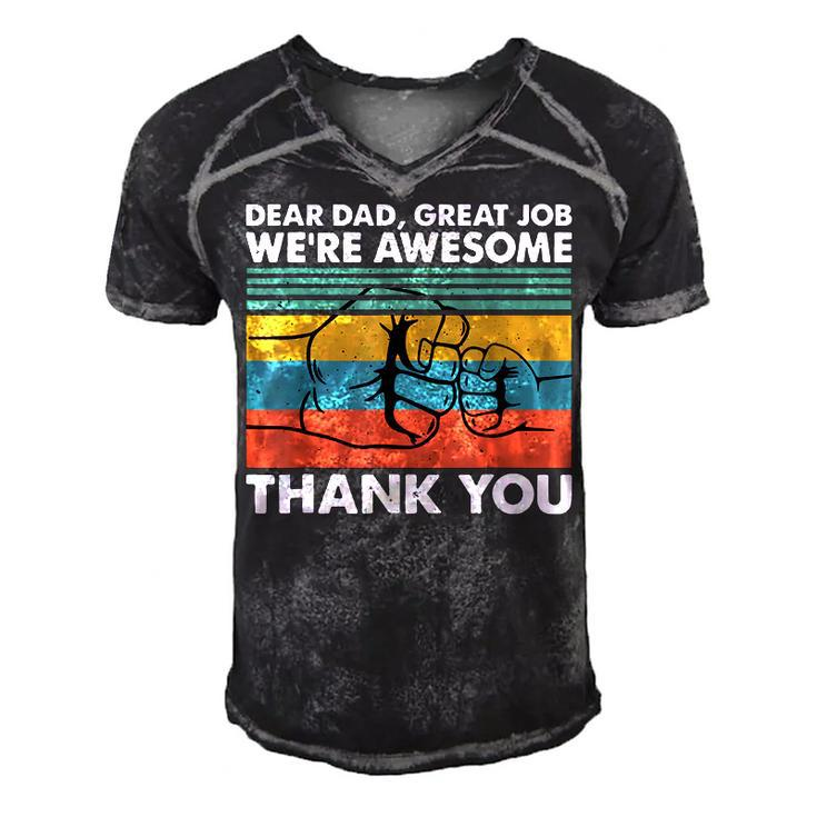 Dear Dad Great Job Were Awesome Thank You Father  Men's Short Sleeve V-neck 3D Print Retro Tshirt