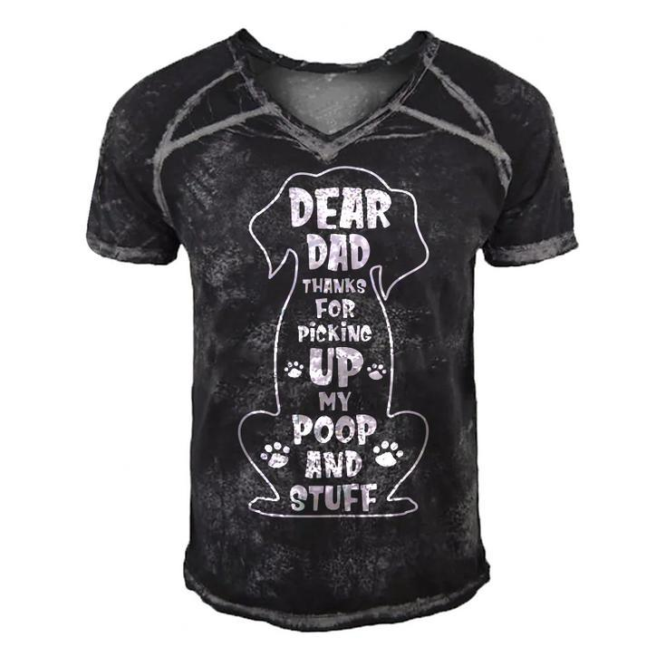 Dear Dad Thanks For Picking Up My Poop Happy Fathers Day Dog  Men's Short Sleeve V-neck 3D Print Retro Tshirt