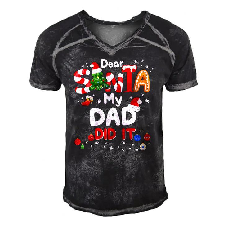 Dear Santa My Dad Did It Funny Christmas Gifts Boys Kids Men's Short Sleeve V-neck 3D Print Retro Tshirt
