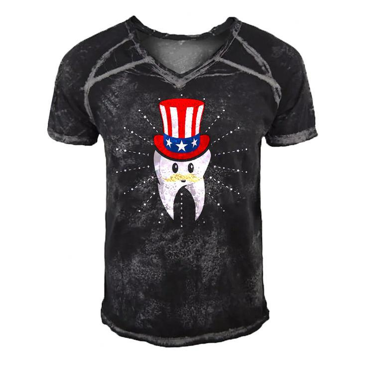 Dental Tooth Hat 4Th Of July Usa Flag Dentist Men's Short Sleeve V-neck 3D Print Retro Tshirt
