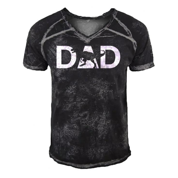 Dino Theme Fathers Day Tee Daddysaurus Dinosaur Dad Men's Short Sleeve V-neck 3D Print Retro Tshirt