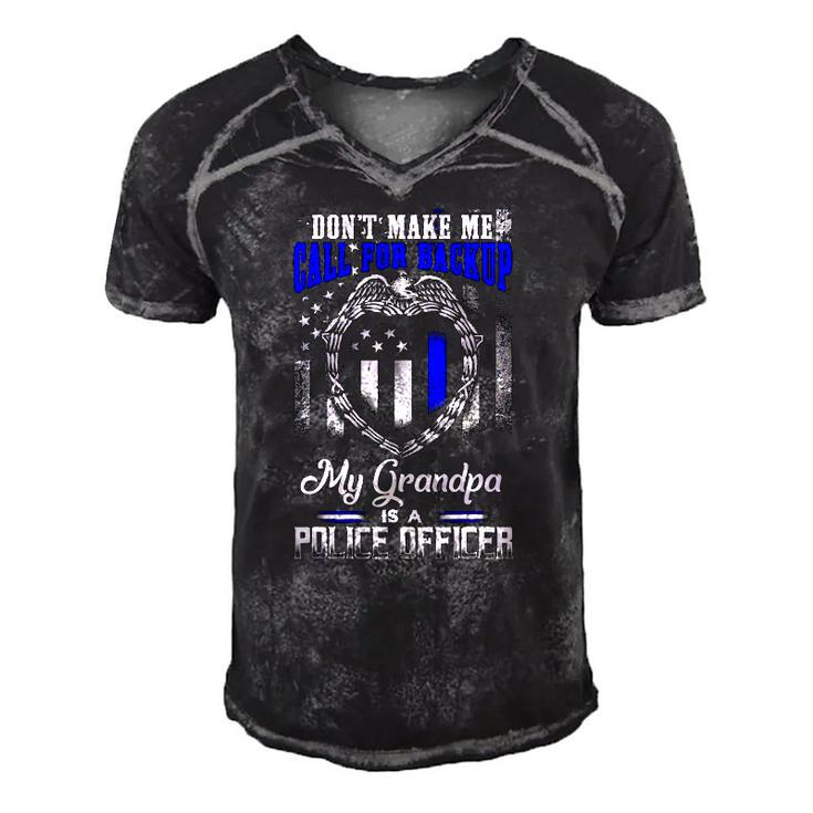 Distressed My Grandpa Is A Police Officer Gift Tee Men's Short Sleeve V-neck 3D Print Retro Tshirt