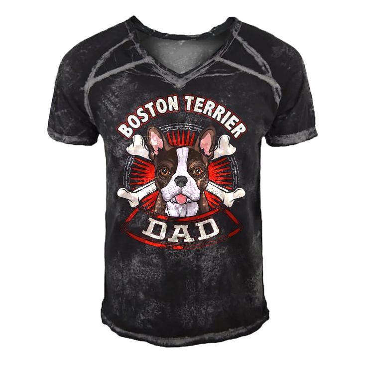 Dog Breed S For Men - Boston Terrier Dad Men's Short Sleeve V-neck 3D Print Retro Tshirt