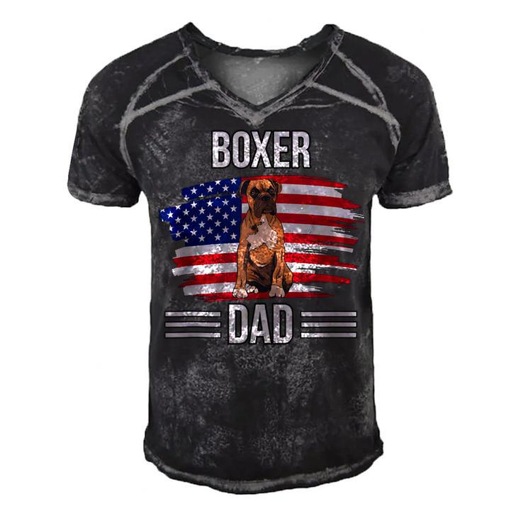 Dog Owner Us Flag 4Th Of July Fathers Day Boxer Dad  Men's Short Sleeve V-neck 3D Print Retro Tshirt