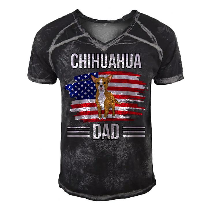 Dog Owner Us Flag 4Th Of July Fathers Day Chihuahua Dad  Men's Short Sleeve V-neck 3D Print Retro Tshirt