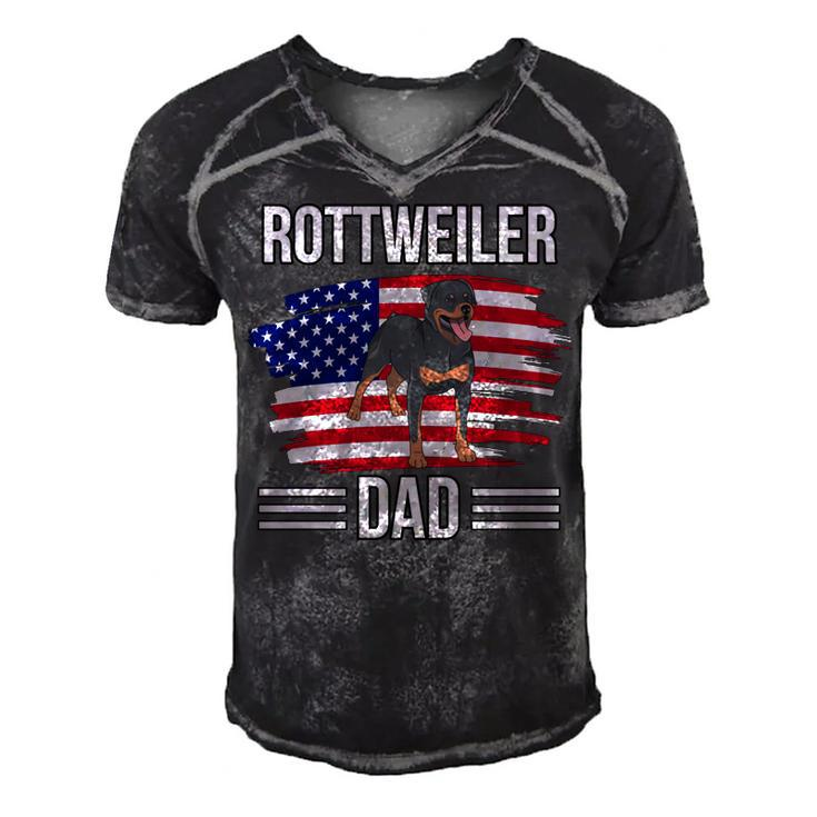 Dog Owner Us Flag 4Th Of July Fathers Day Rottweiler Dad   Men's Short Sleeve V-neck 3D Print Retro Tshirt