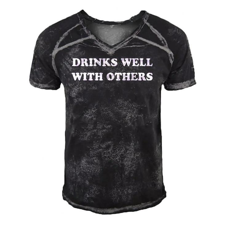 Drinks Well With Others Funny Drinking S Party Men's Short Sleeve V-neck 3D Print Retro Tshirt