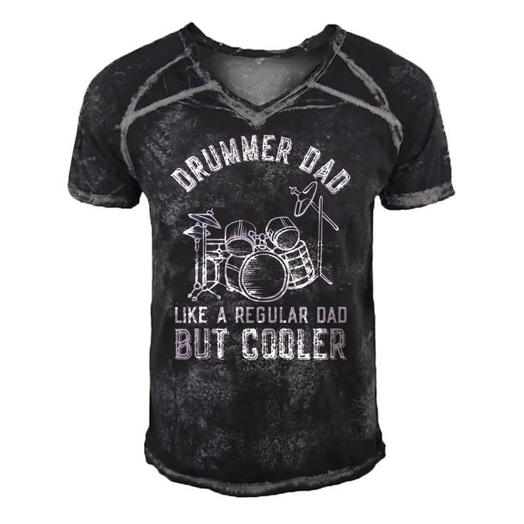 Drummer Dad Like A Regular Dad But Cooler Fathers Day Funny Men's Short Sleeve V-neck 3D Print Retro Tshirt