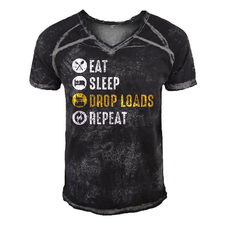 Eat Sleep Drop Loads Repeat Semi Truck Driver Mechanic Funny Men's Short Sleeve V-neck 3D Print Retro Tshirt