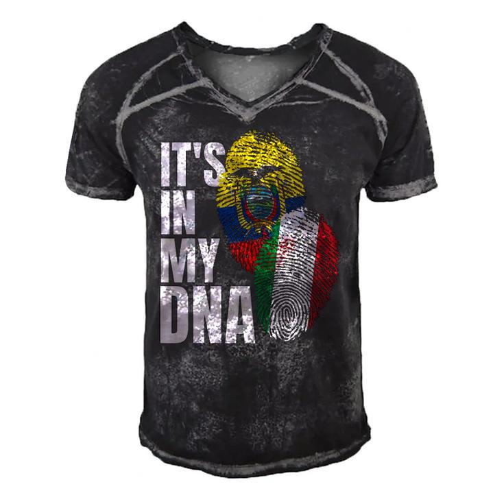 Ecuadorian And Italian Mix Dna Flag Heritage Men's Short Sleeve V-neck 3D Print Retro Tshirt