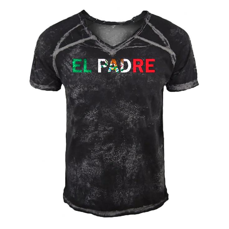 El Padre Fathers Day Mexican Flag Gift Men's Short Sleeve V-neck 3D Print Retro Tshirt