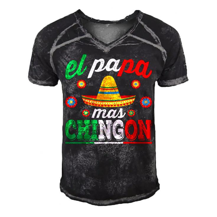 El Papa Mas Chingon Funny Mexican Dad Husband Regalo Flag  V3 Men's Short Sleeve V-neck 3D Print Retro Tshirt