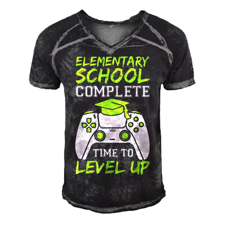 Elementary Complete Time To Level Up  Kids Graduation  Men's Short Sleeve V-neck 3D Print Retro Tshirt